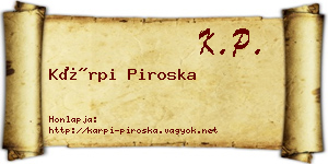 Kárpi Piroska névjegykártya